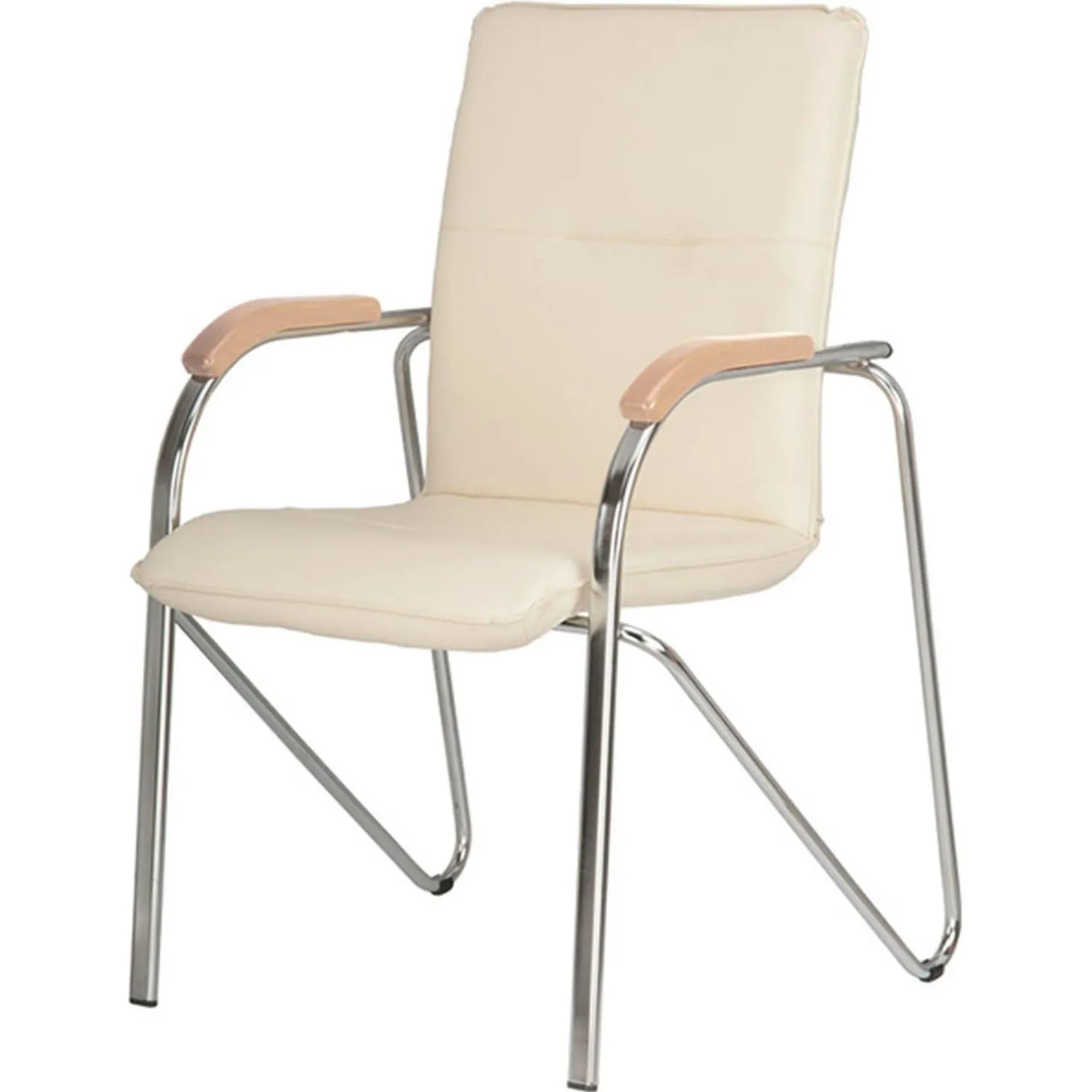 Конференц-кресло 1L5_UA_EChair SAMBA Chrome к/з бежев./бук (V-18 1.007), 2199230К