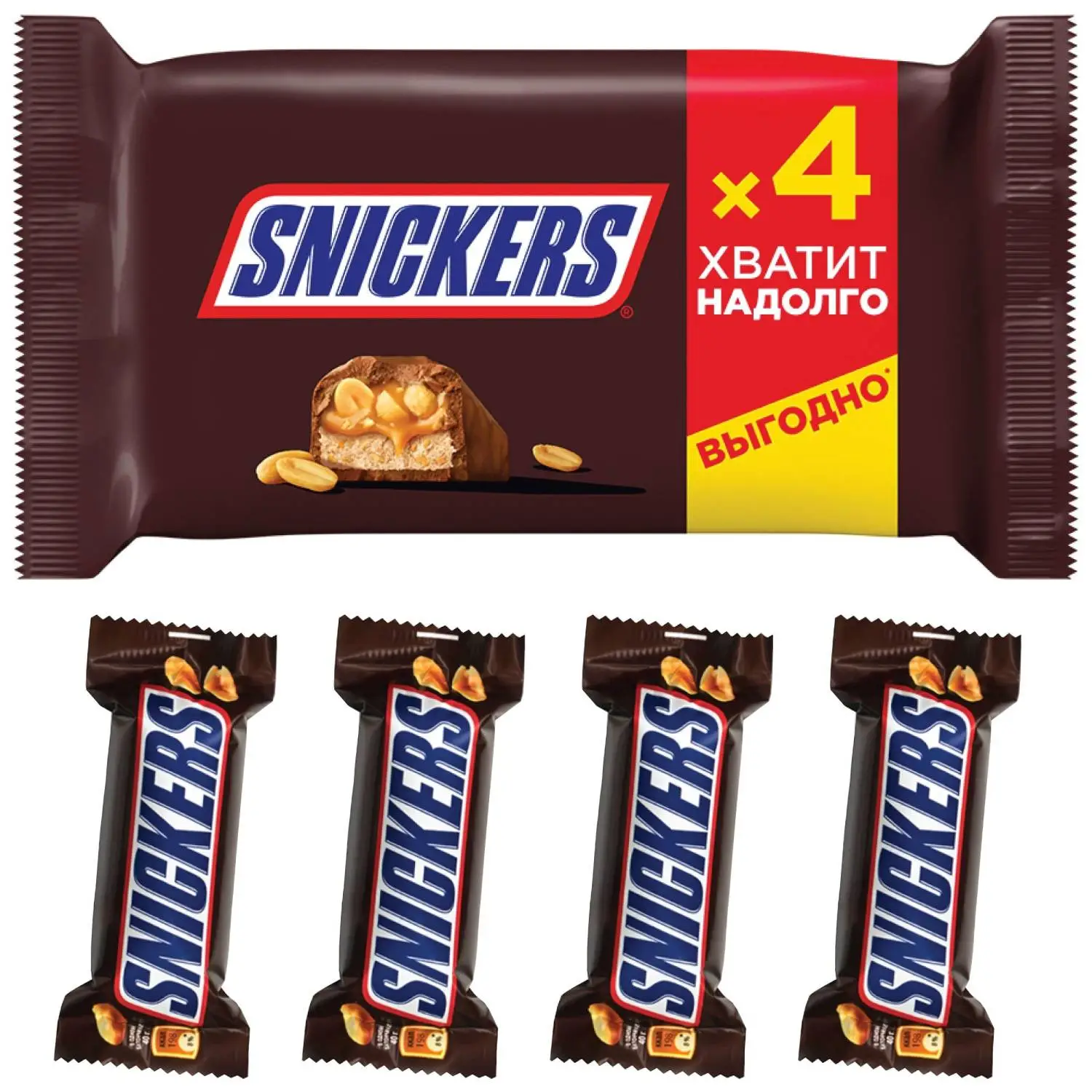 Шоколадный батончик Snickers , 4штx40г/уп, 1343932К