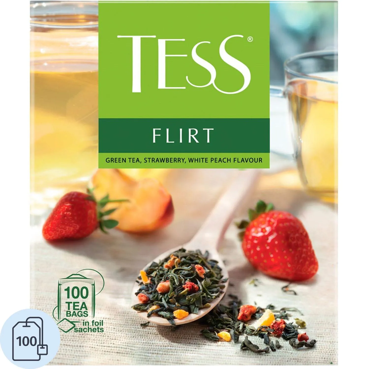 Чай Tess Flirt зеленый с клубникой 1,5гх100шт, 1783302К