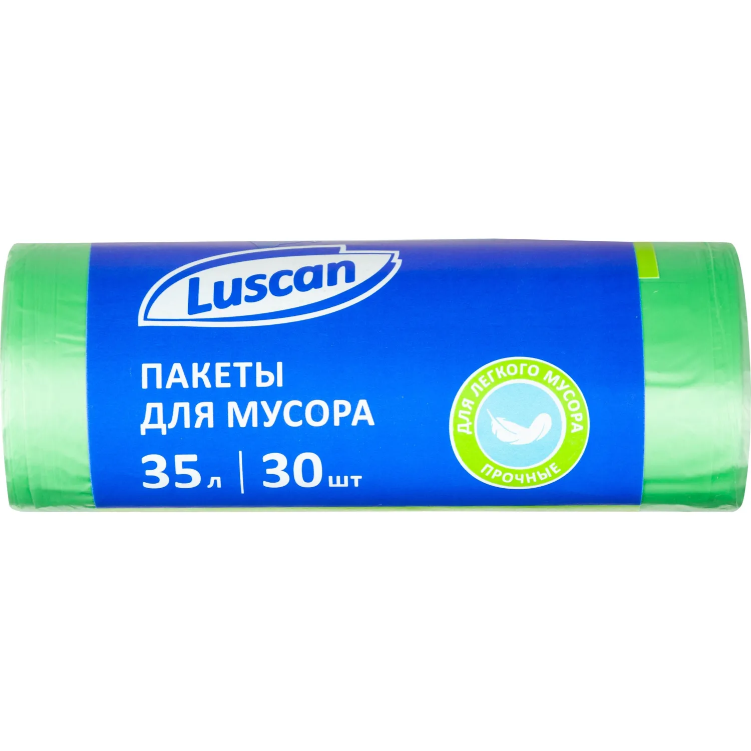 Мешки для мусора ПНД 35л 8мкм 30шт/рул зеленый 48х58см Luscan, 1694342К