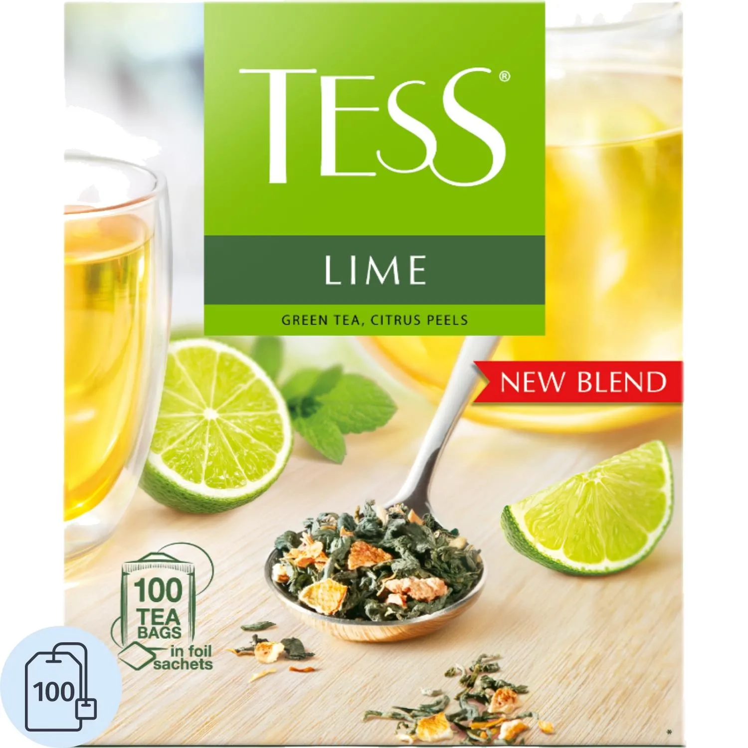 Чай TESS Лайм зеленый с добавками 100 пак/уп, 362485К