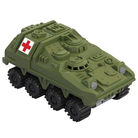 Военная машина игрушечная БРОНЕТРАНСПОРТЕР "Санитар", пластик, 10,1x5,4x4,7 см, НОРДПЛАСТ, 377