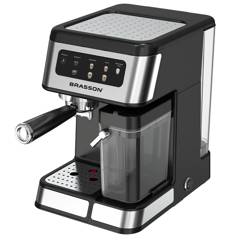 Кофеварка рожковая со встроенным капучинатором BRASSON (БРАССОН) CM-1830, 4 напитка, дисплей, 1,6 л, 1250 Вт, 20 бар, 457885