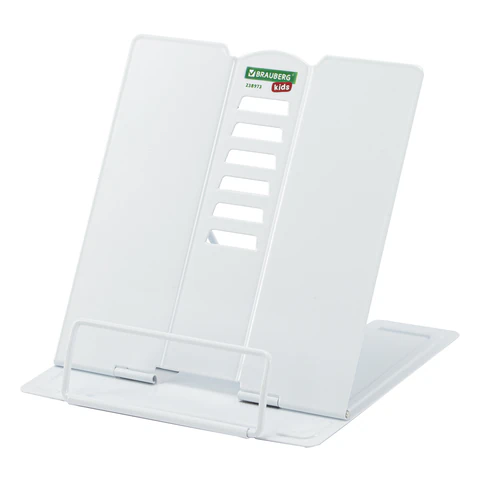 Подставка для книг и учебников BRAUBERG KIDS mini "White", регулируемый угол наклона, металлическая, 238973