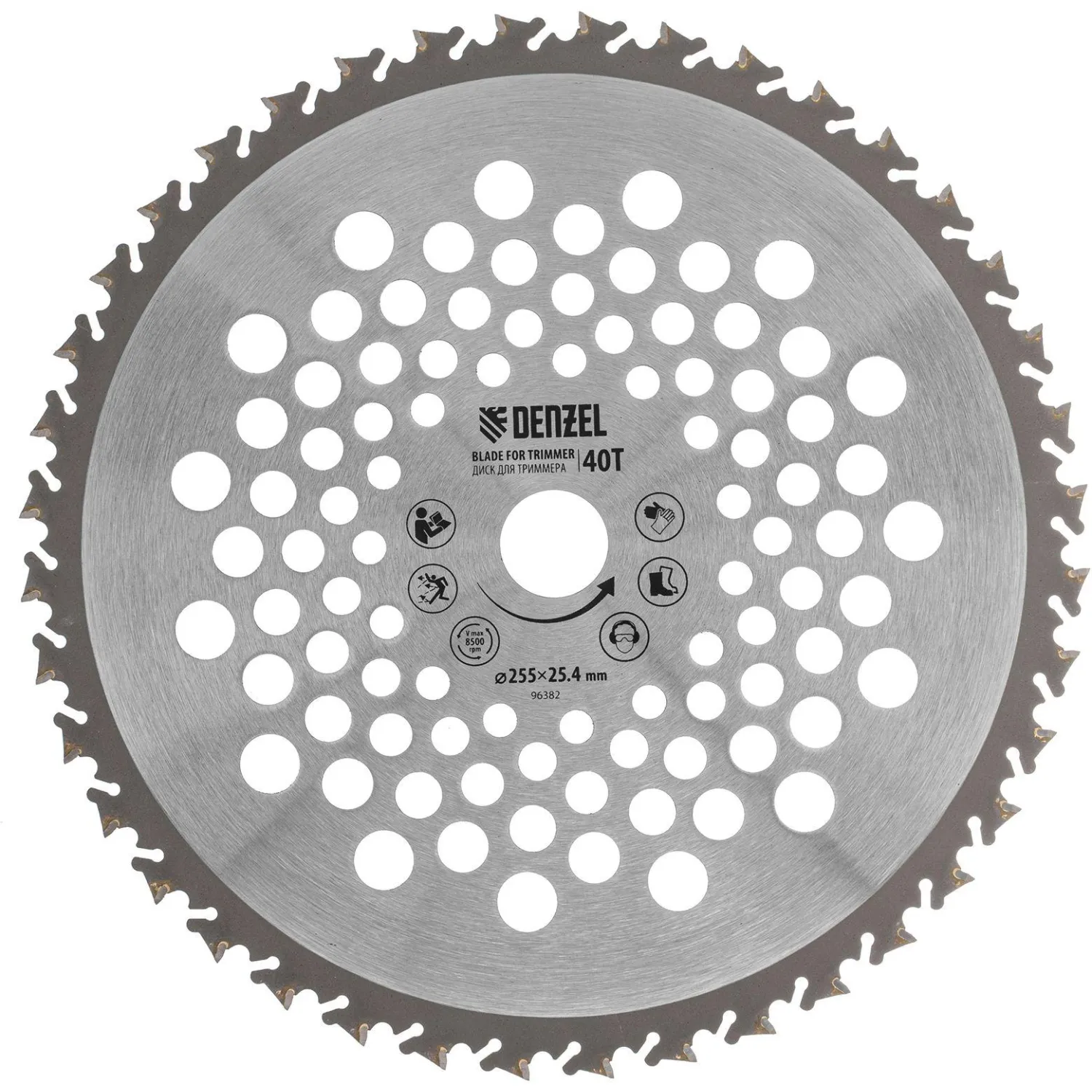Диск для триммера Denzel 255 х 25,4 мм, 40 зубов, Anti-Kick (96382)