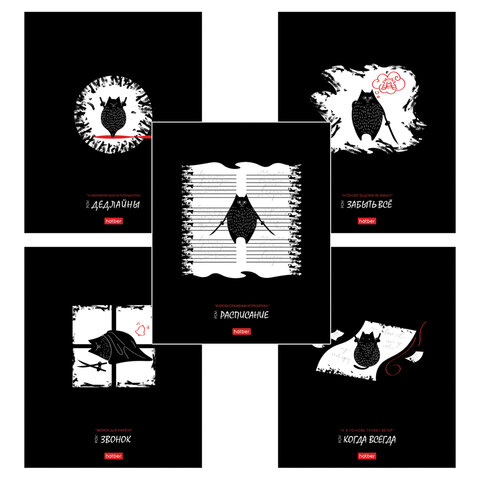 Тетрадь обложка пластик, А5 48л. скоба, клетка, HATBER, "Кот-самурай" (микс в спайке), 091461, 48Т5В1пл