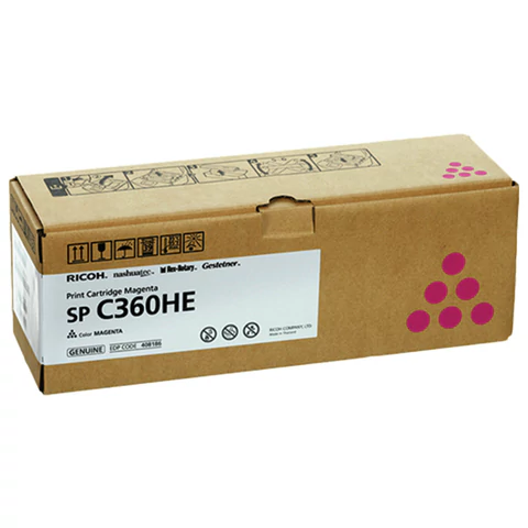Картридж лазерный RICOH (SP C360HE) для Ricoh SP C360SFNw/C361SFNw, пурпур, оригинальный, ресурс 6000 страниц, 408186