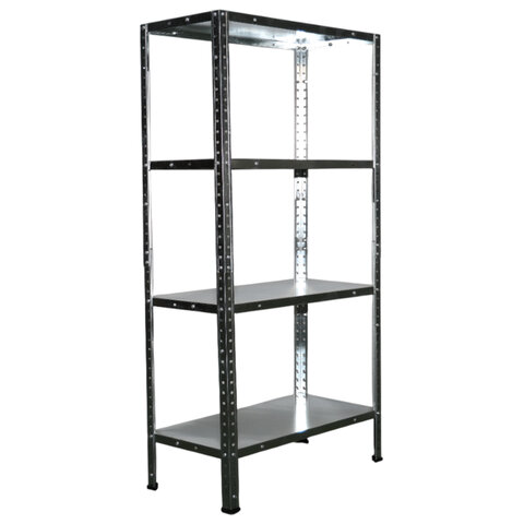 Стеллаж металл BOOMHOUSE (БУМХАУС) в1200*ш600*г300мм, 4 полки, нагрузка на стеллаж до 120 кг, серебристый, 291417