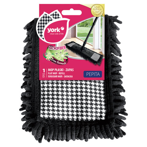 Насадка МОП плоская 39х9 см из микрофибры СИНЕЛЬ высокий ворс, для швабры "Pepita", YORK, 81312