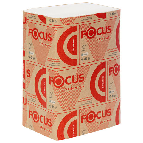Салфетки 200 шт., FOCUS (Система N4) Premium, 2-слойные, КОМПЛЕКТ 15 шт., 23х16,8 см, V-сложение, белые, 5083738