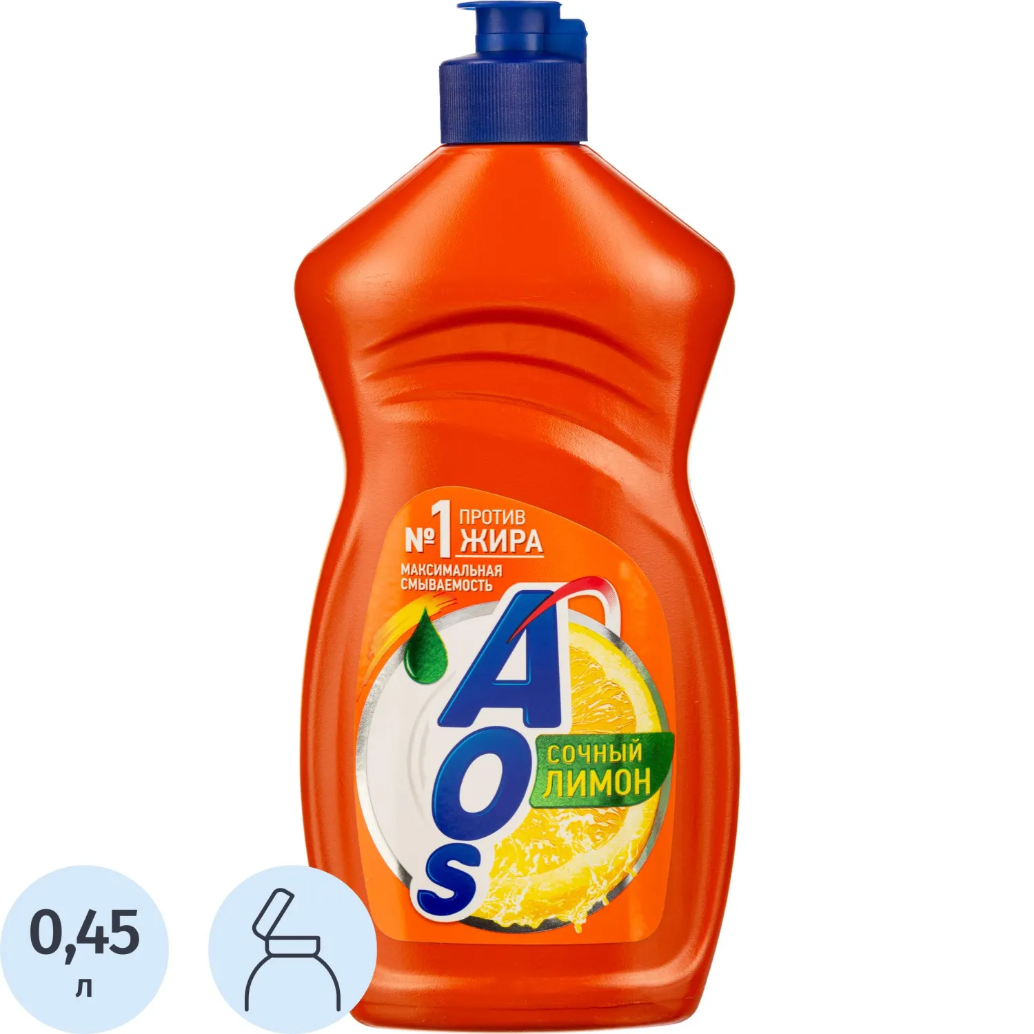 Средство для мытья посуды AOS Лимон 450г, 1462003К
