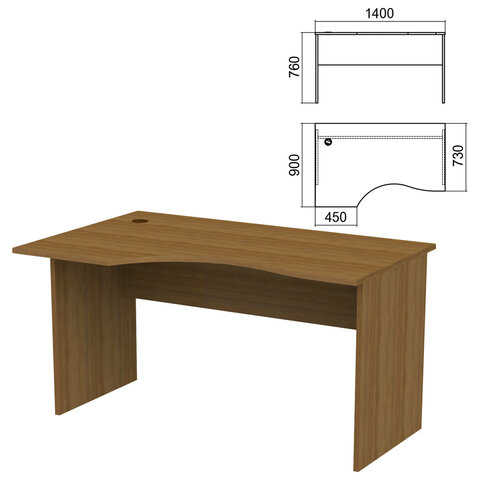 Стол эргономичный "Арго", 1400х900х760 мм, левый, орех (КОМПЛЕКТ)