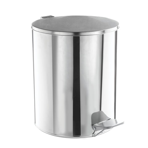 Ведро мусорное с педалью 15 литров, УСИЛЕННОЕ, хром, нержавеющая сталь, ТИТАН