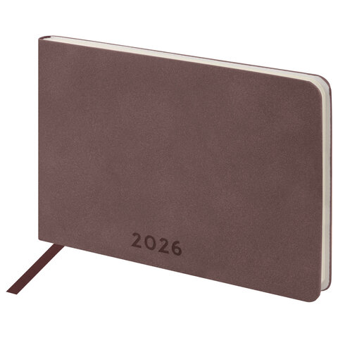 Еженедельник датированный 2026 МАЛЫЙ ФОРМАТ 105х160 мм, А6, BRAUBERG "Unique", темно-коричневый, 117207