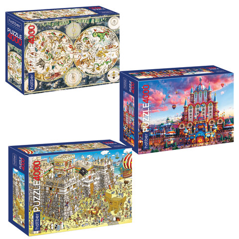 Пазл картонный Premium 4000 элементов АССОРТИ, 1350х960 мм, HATBER
