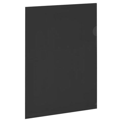 Папка-уголок жесткая прозрачная А4 BRAUBERG UNIVERSAL, черная, 0,15 мм, со штрихкодом, 273051