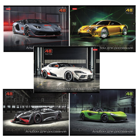 Альбом для рисования А4 48 л., скоба, обложка картон, HATBER, 205х290 мм, "АвтоЛюкс", 062540, 48А4В