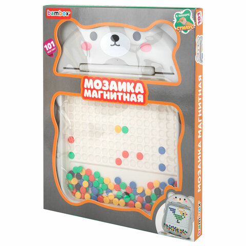 Мозаика магнитная развивающая для детей "Медвежонок", стилус, 101 магнит, 10 карточек, BAMBOX (БАМБОКС), 665891