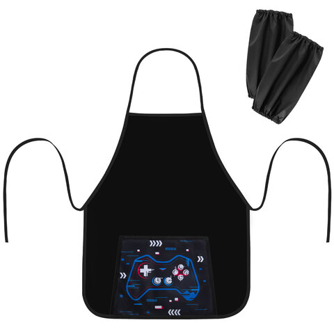 Фартук с нарукавниками для уроков труда ПИФАГОР, 1 карман, 46х54 см, "Lucky gamer", 273627