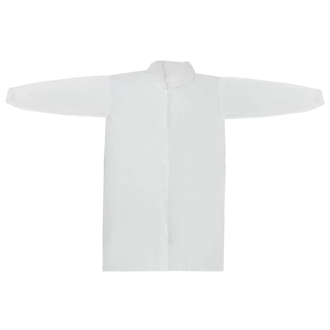 Халат одноразовый белый на кнопках КОМПЛЕКТ 10 шт., XXL, 56-58 размер, 110 см, рукав на резинке, 20 г/м2, СНАБЛАЙН
