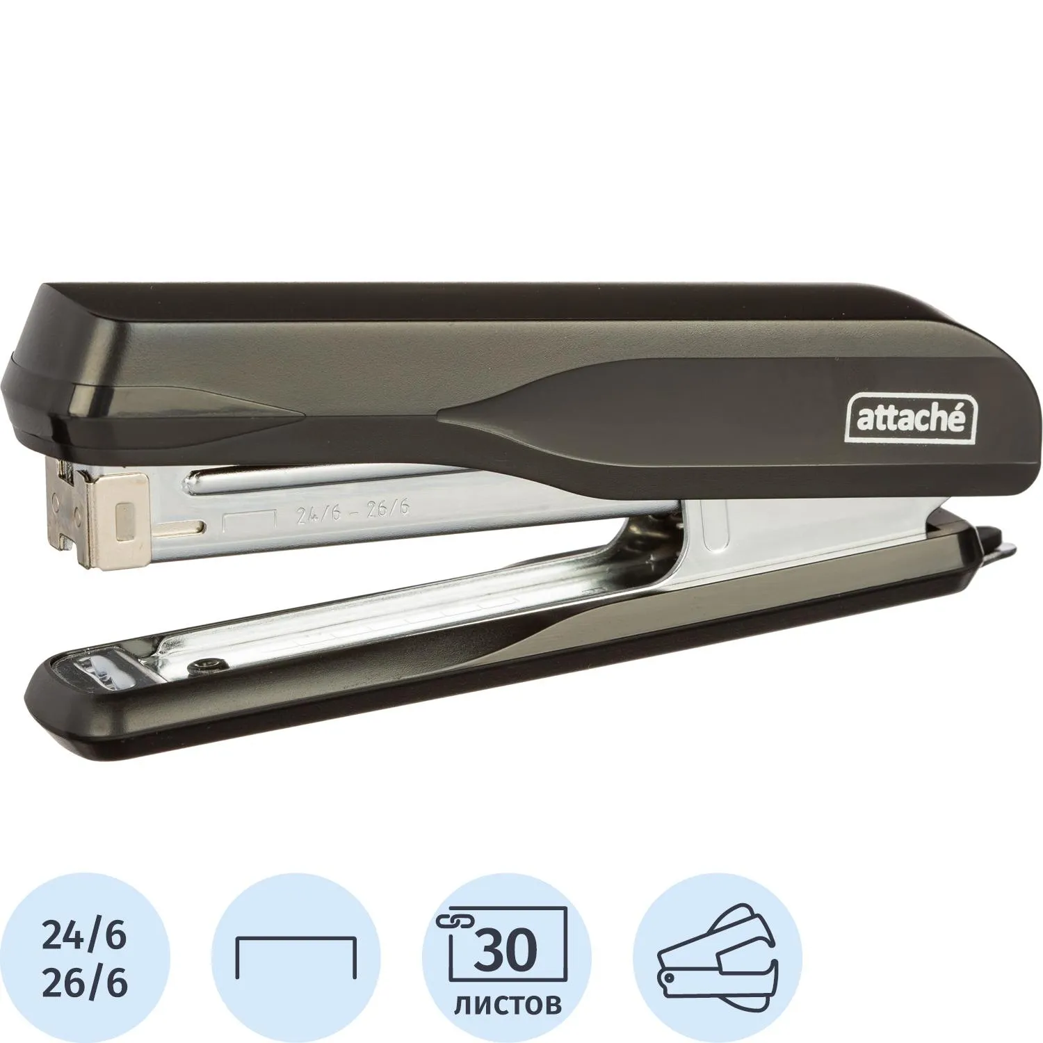 Степлер Attache MSBK2430 (№24/6-26/6) до 30 лист., металл, чёрный, 1271891К