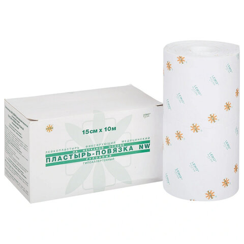 Пластырь-повязка рулонная LEIKO 15х1000 см, нетканая основа, 132826