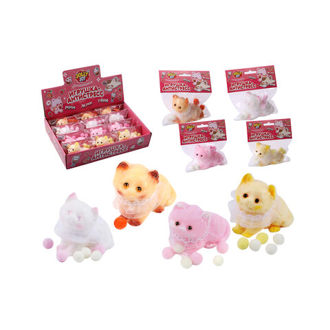 Игрушка-антистресс "КОТИК", 6 см, ассорти 4 цвета, дисплей, JOLLY JOT (ДЖОЛЛИ ДЖОТ), 665772