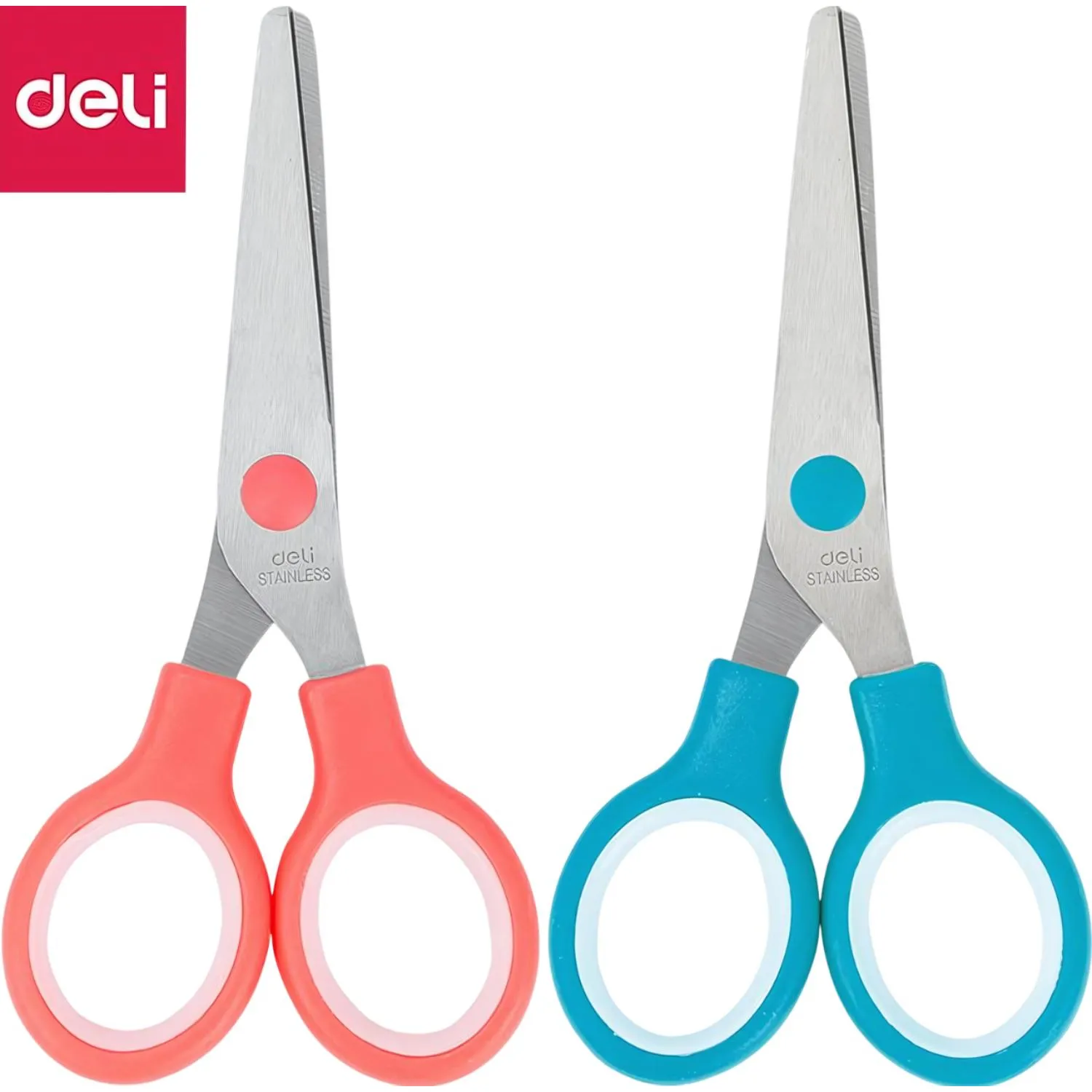 Ножницы детские Deli E6007, сталь, круглые ручки, 132 мм, цвет ассорти