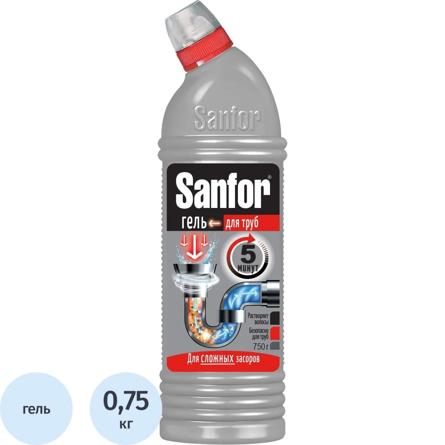 Средство для прочистки труб SANFOR 750 гр, 563758К