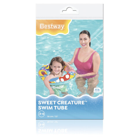 Надувной круг для плавания, диаметр 56 см, 3-6 лет, до 60 кг, АССОРТИ, BESTWAY, 36013