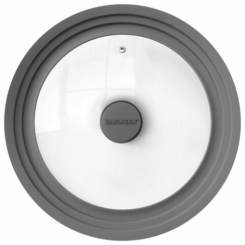 Крышка для любой сковороды и кастрюли универсальная 3 размера (24-26-28 см) серая, DASWERK (ДАСВЕРК), 607591