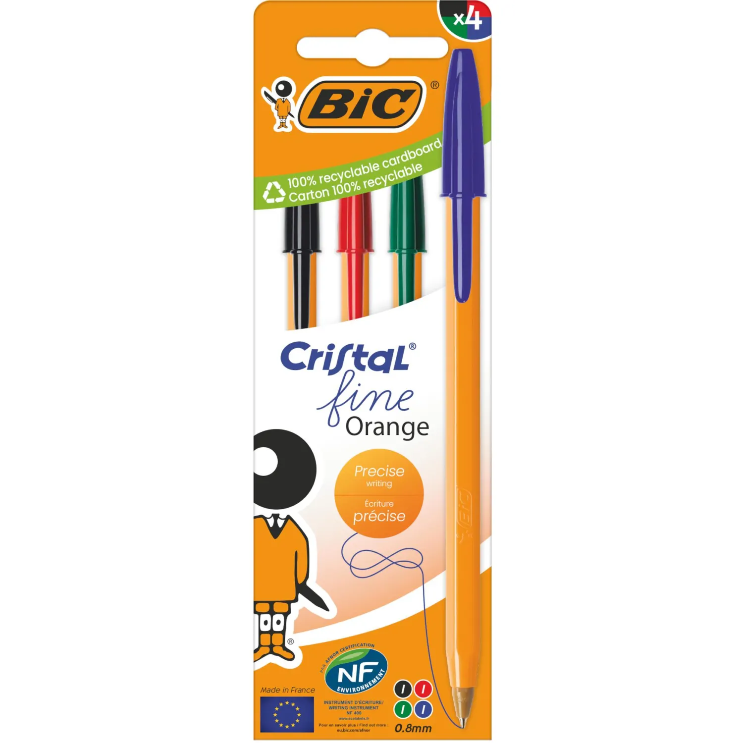 Набор шариковых ручек неавт. BIC ORANGE набор 4цв асс 8308541/516337Франция, 69669К