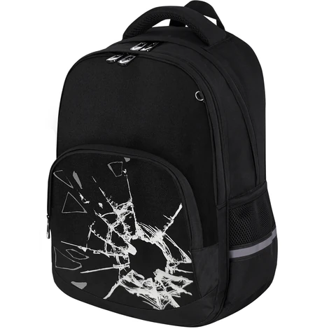 Рюкзак BRAUBERG SOFT, 2 отделения, 3 кармана, "Осколки", СВЕТЯЩИЙСЯ, 40х31х15 см, 274402