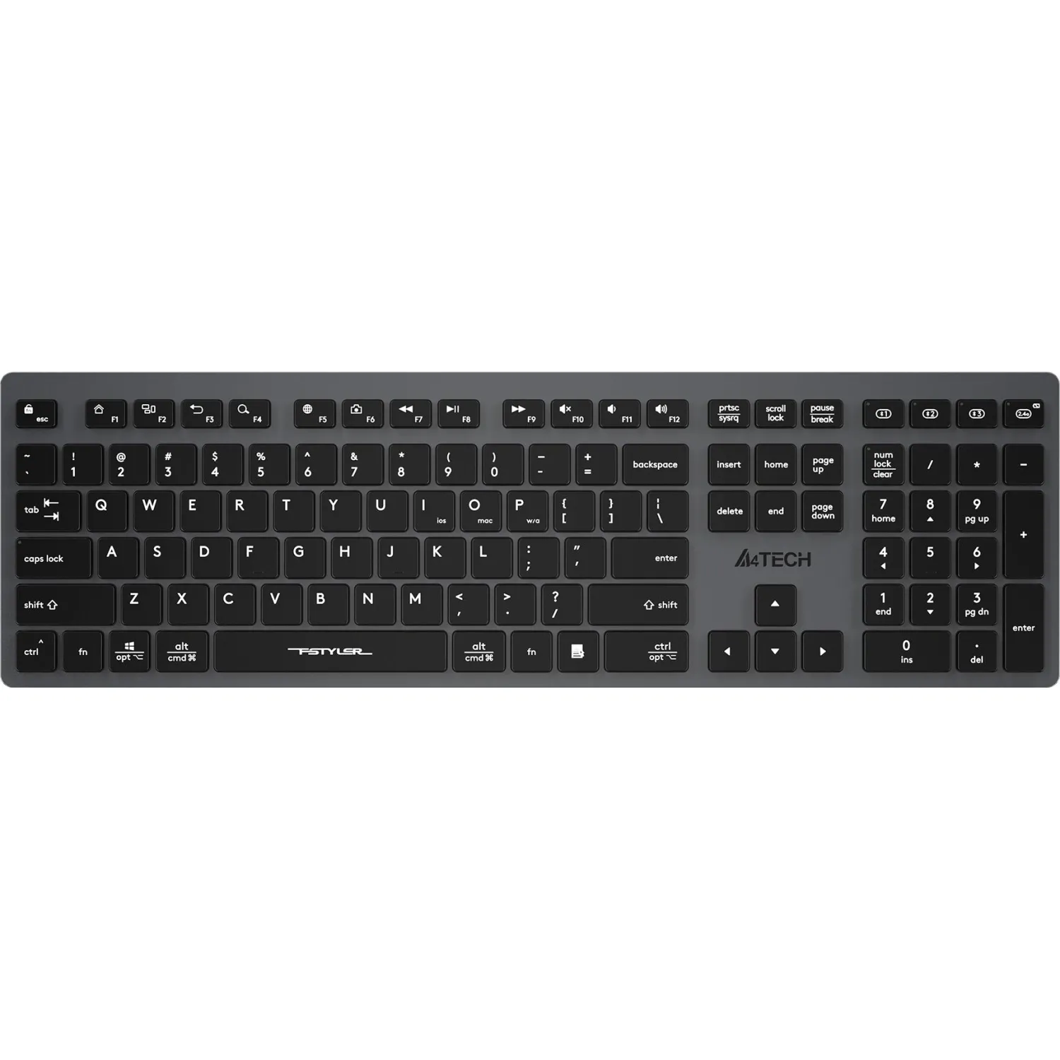 Клавиатура A4Tech Fstyler FBX50C серый USB/BT (FBX50C GREY), 1777598К