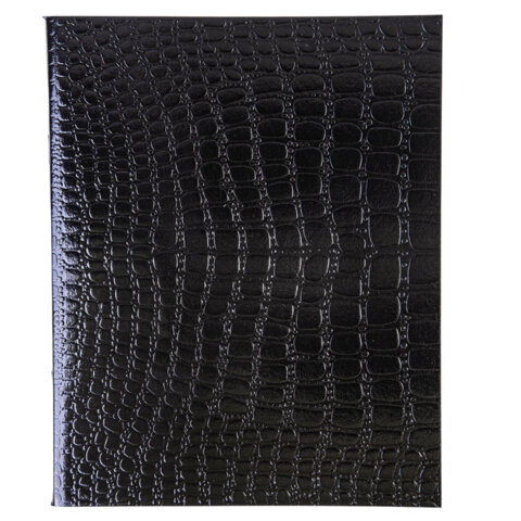 Тетрадь бумвинил А5 48 л., скоба, офсет №1, клетка, с полями, "ЧЕРНАЯ Metallic", CROCO, HATBER, 072232, 48Т5бвВ1