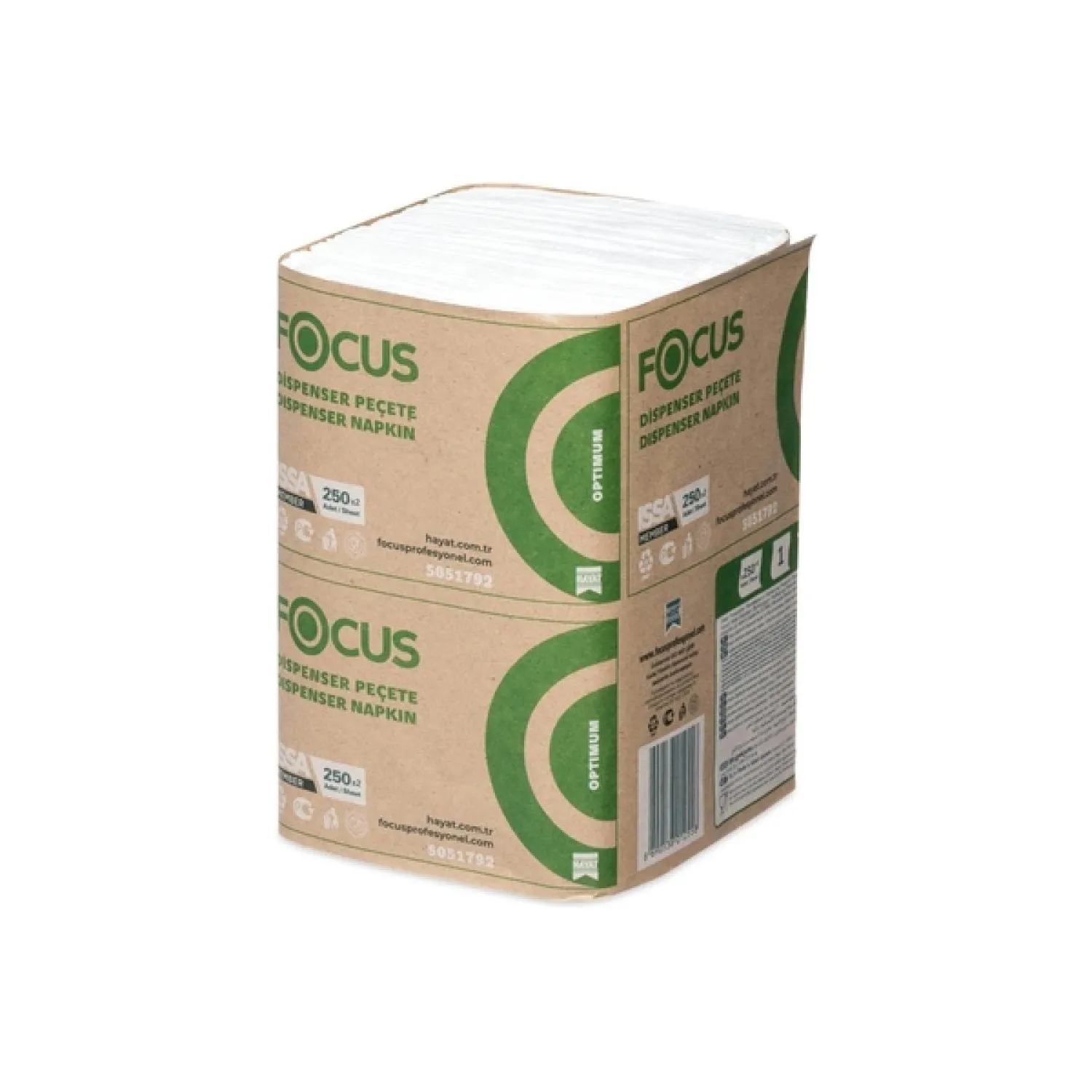Салфетки бумажные FOCUS OPTIMUM N2 1сл 250л 18 пач/уп 5051792_ЧЛБ, 1562309К