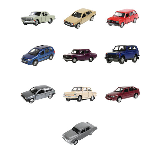 Машина металлическая коллекционная АССОРТИ 1, длина 12 см, инерционная, 10 видов, ТЕХНОПАРК N-001