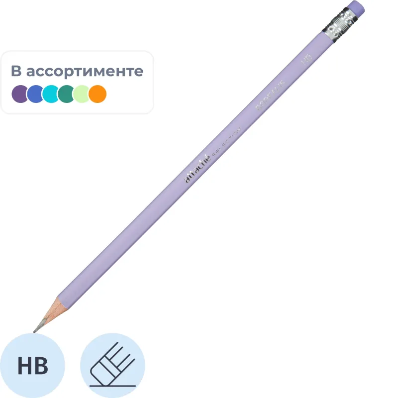 Карандаш чернографитный Attache Selection Borealis HB трехг, с ласт,в асс