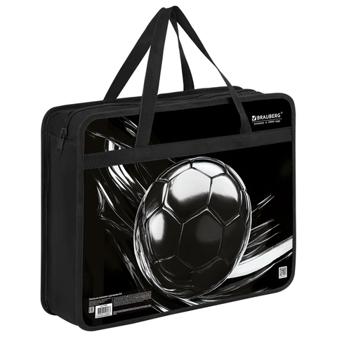 Папка на молнии с ручками BRAUBERG А4, 1 отделение, пластик, 80 мм, "Metal ball", 274499