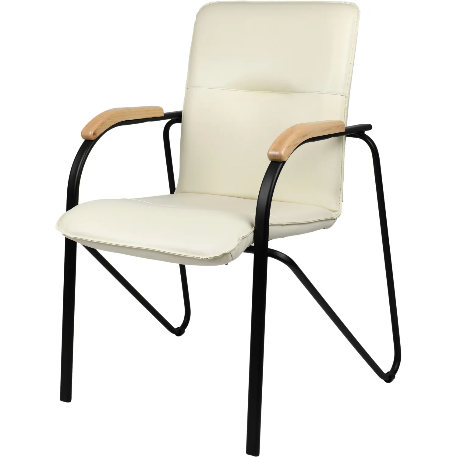 Конференц-кресло 1L5_UA_EChair SAMBA Black к/з беж./бук (V-18 1.007)