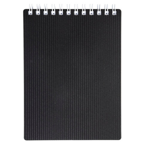 Блокнот МАЛЫЙ ФОРМАТ А7, 80 л., гребень, обложка пластик "VELVET", клетка, HATBER, черный, 081561, 80Б7В1гр_01601
