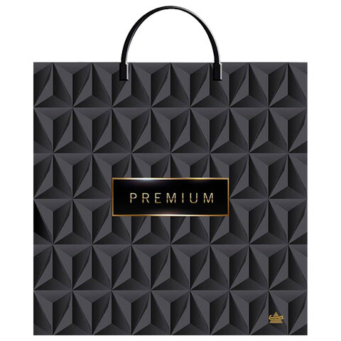 Пакет с пластиковой ручкой ПВД, 35х36см, "Премиум Блэк", 85мкм, ШК0940, н00255856