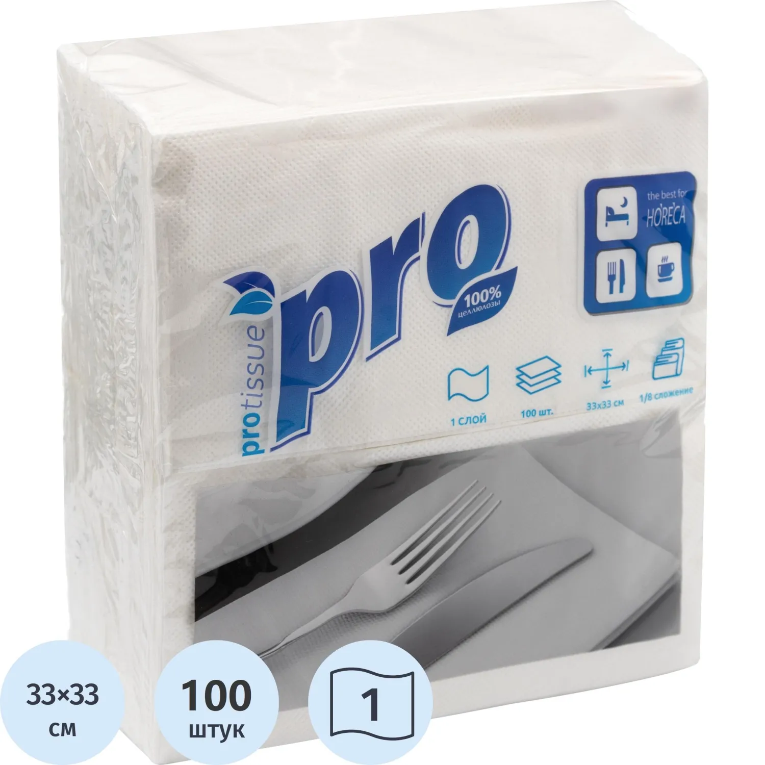 Салфетки бумажные Protissue 1сл 33х33см белые 100л/уп_С232, 1415049К