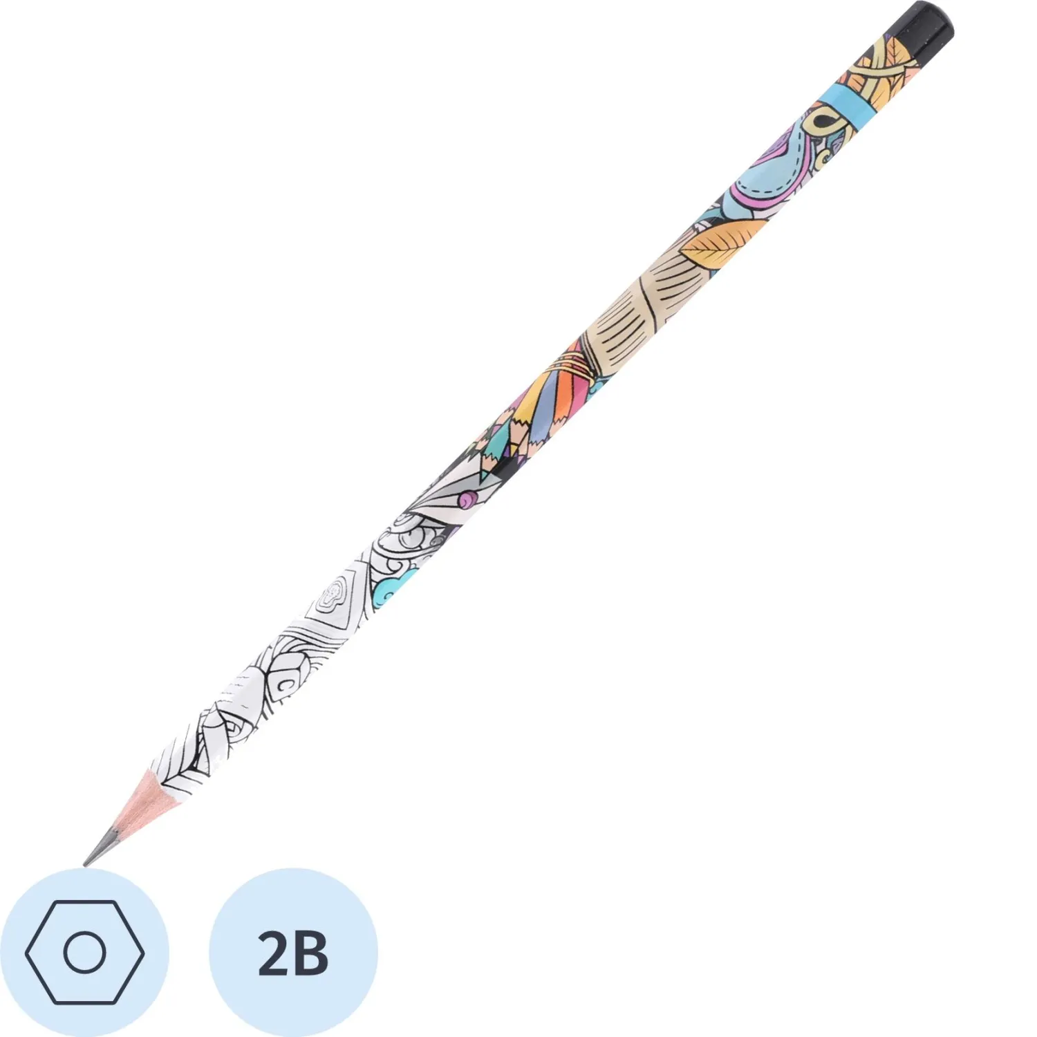 Карандаш чернографитный Deli Arti Graff, 2B, дер, шестигранный, 1407967К