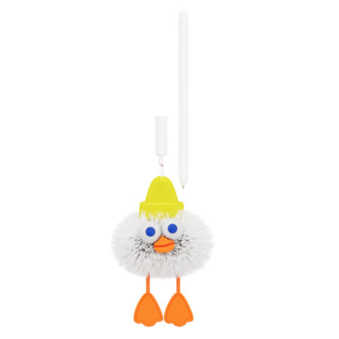 Ручка с пушистой подвеской шариковая FUNSTER "FLUFFY DUCK", СИНЯЯ, ассорти, пишущий узел 0,7 мм, 144525