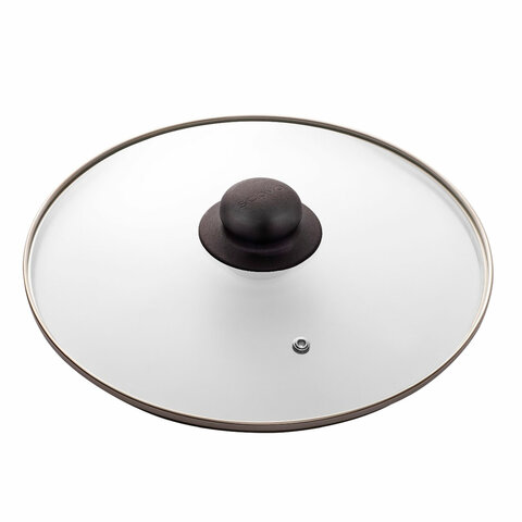 Крышка стеклянная 26 см с пароотводом, жаропрочное стекло, нержавеющая сталь ободка, SCOVO "Classic", KC-226