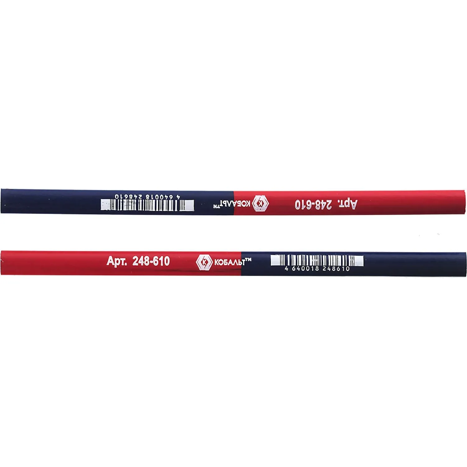 Карандаш строительный КОБАЛЬТ 2-хцветный, красный/синий 180x10 мм 248-610