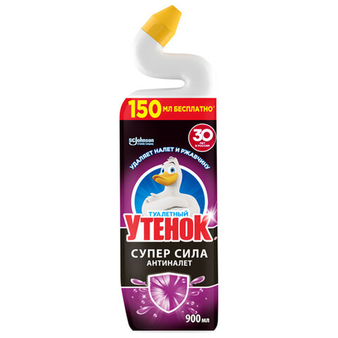 Средство для уборки туалета 900 мл, ТУАЛЕТНЫЙ УТЕНОК Супер Сила "Антиналет", 865023