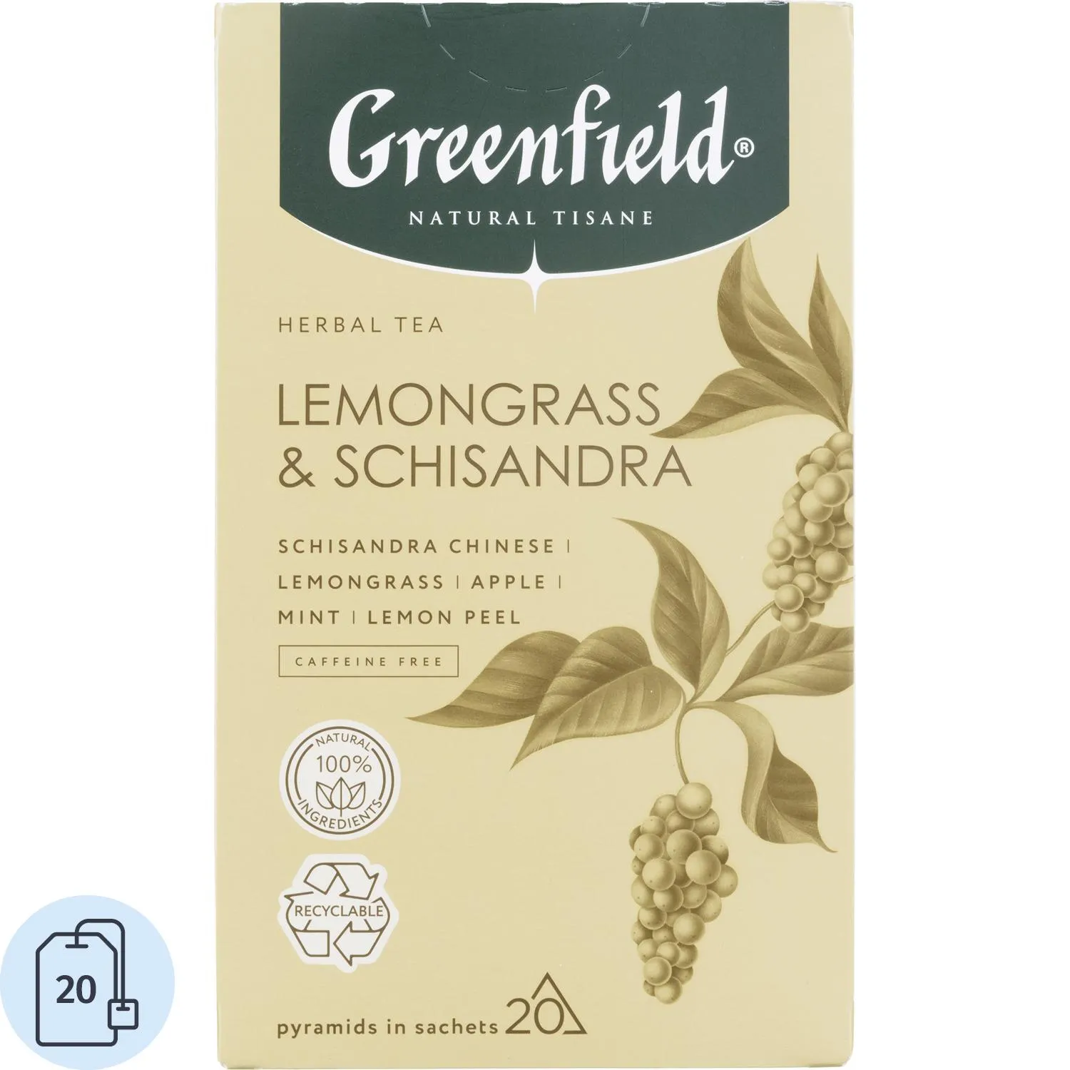 Чай Greenfield Natural Tisane Lemongrass & Schisandra трав., 20пак 1753-08