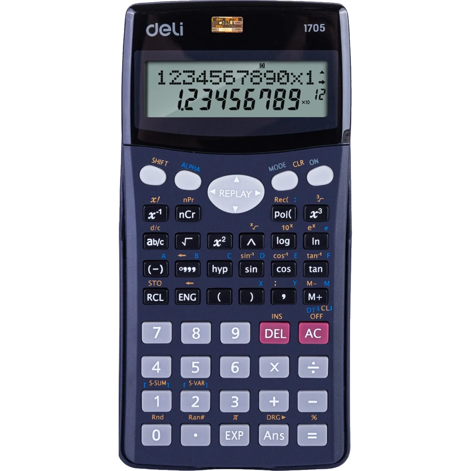 Калькулятор научный Deli E1705,10-р,2 стр,240 фун.,бат.,157x77мм,темн.син